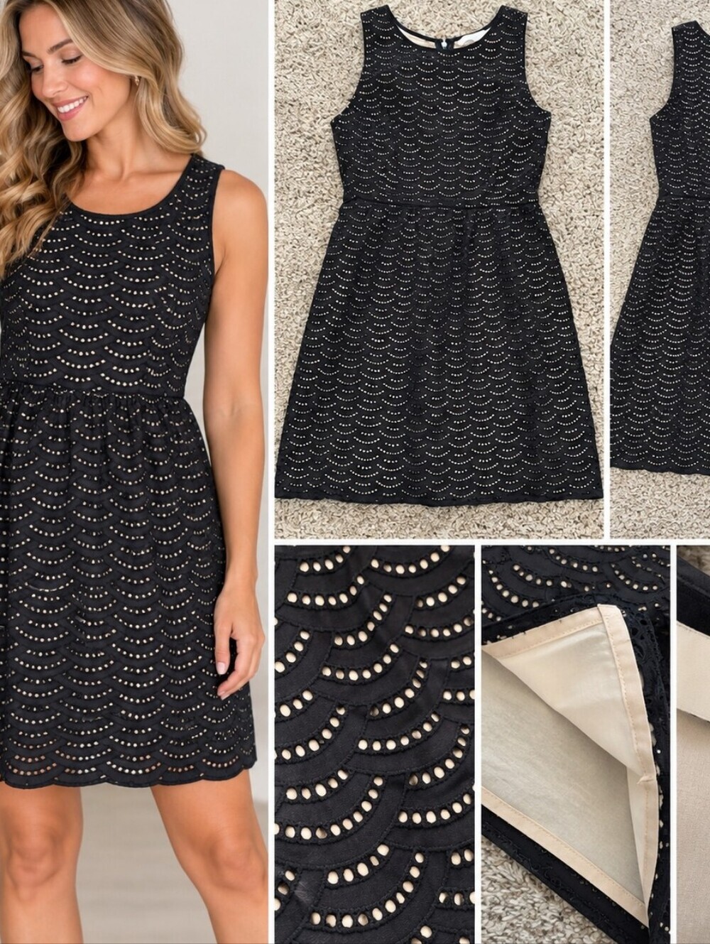 LOFT Black Sleeveless Midi Dress